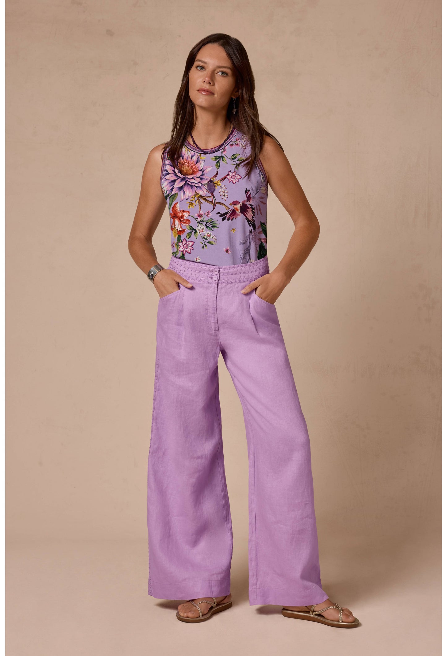 The Jaine Favorite Crew Neck Swing Tank by Johnny Was in Willa Lavender