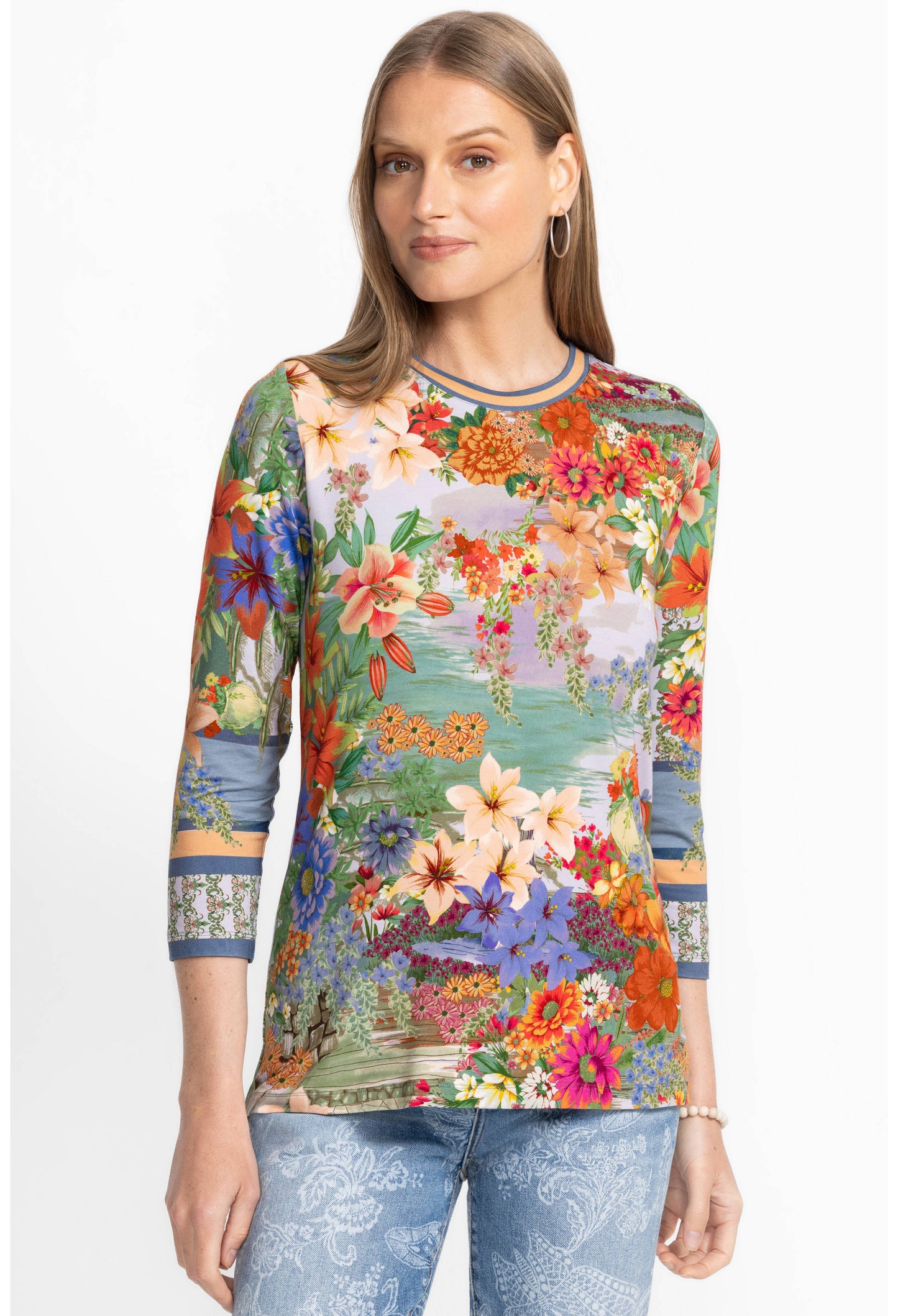 The Janie Favorite 3/4 Sleeve Crew Neck Tee in Asteria