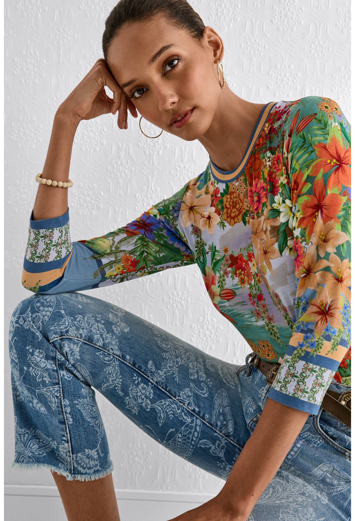 The Janie Favorite 3/4 Sleeve Crew Neck Tee in Asteria