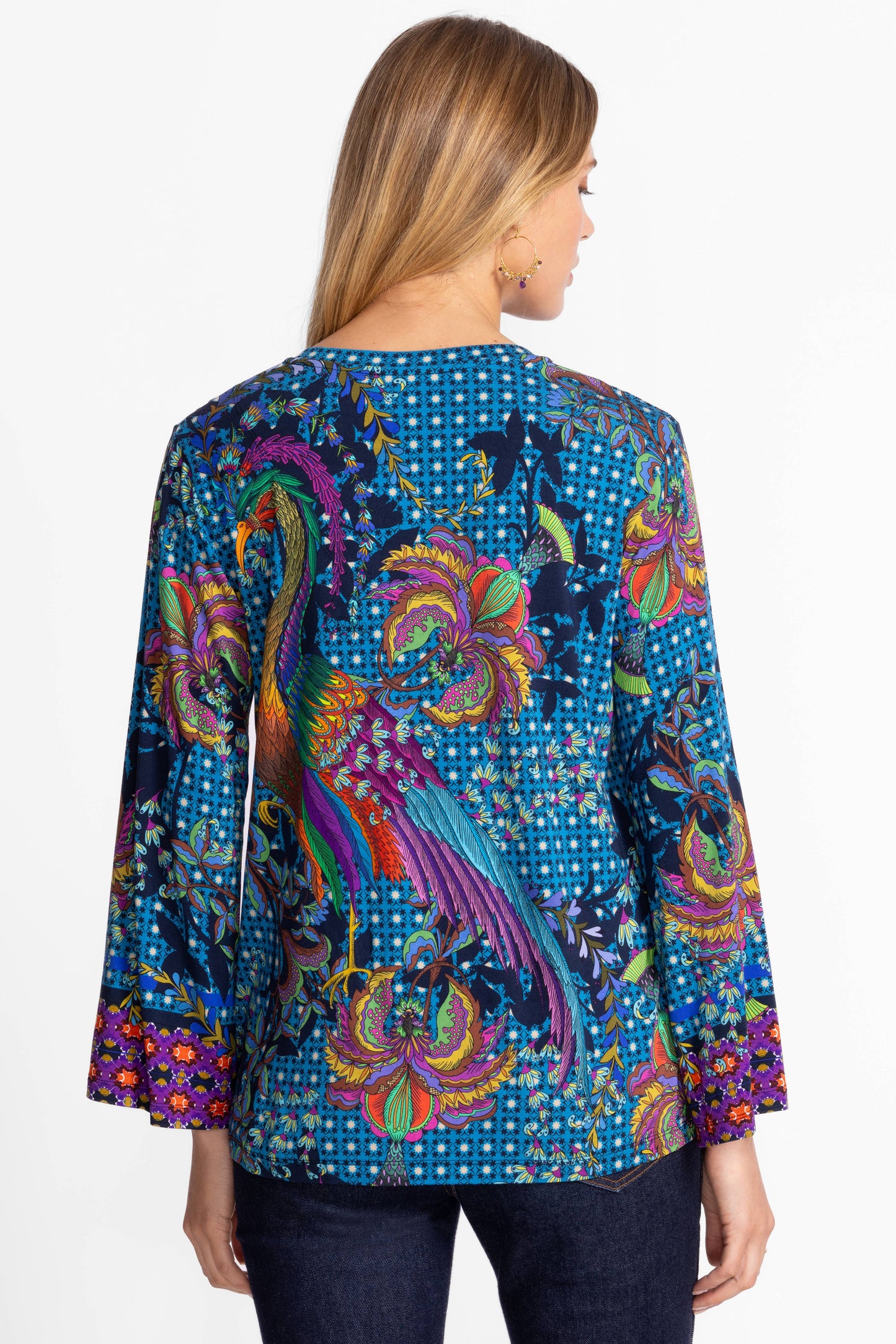 The Janie Favorite V-Neck Kimono Sleeve Tee by Johnny Was in Thalassa