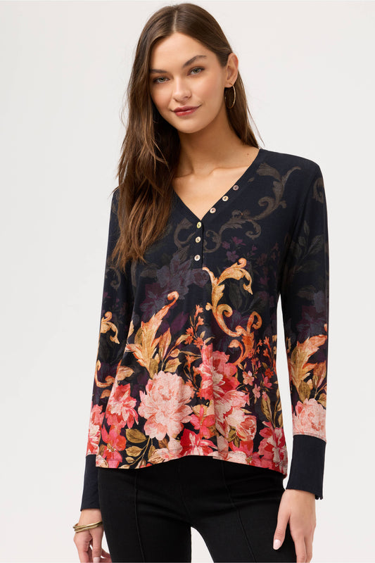 The Janie Favorite Henley Top by Johnny Was in Cherie