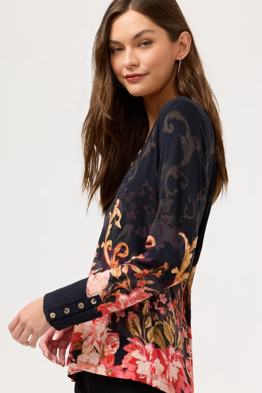 The Janie Favorite Henley Top by Johnny Was in Cherie