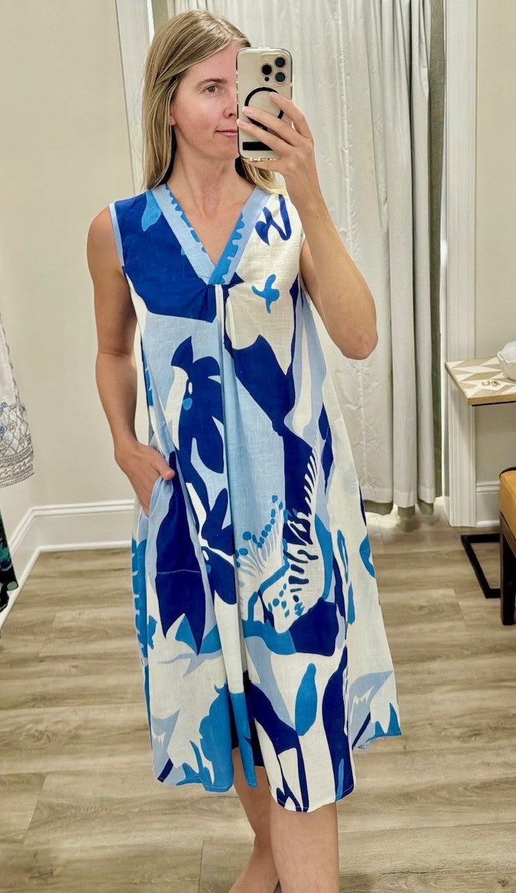 Dress by Dolma in Blue and White