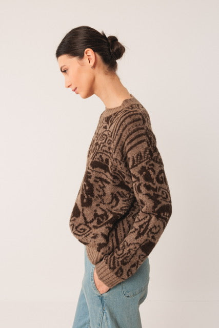 Jacquard Sweater by Indi & Cold in Tobacco