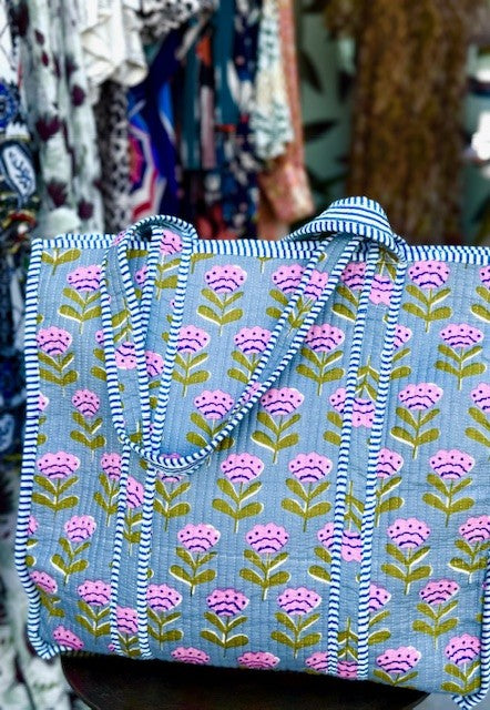 XL Quilted Tote Bag by Queens Designs in Pink Flower