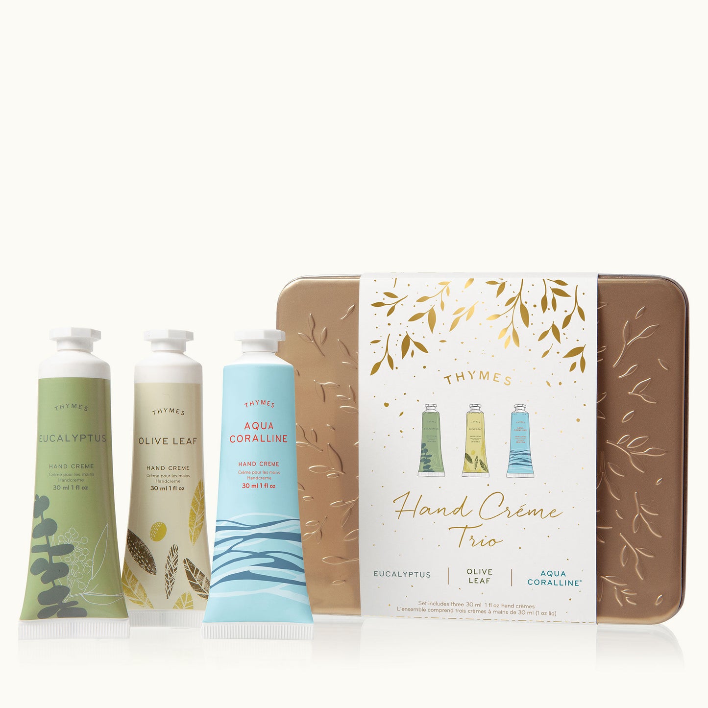 Eucalyptus, Olive Leaf & Aqua Coralline Hand Cream Trio by Thymes