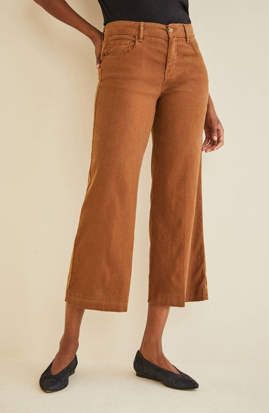 Annabelle Crop Wide Leg Pant by Level 99 in Tobacco