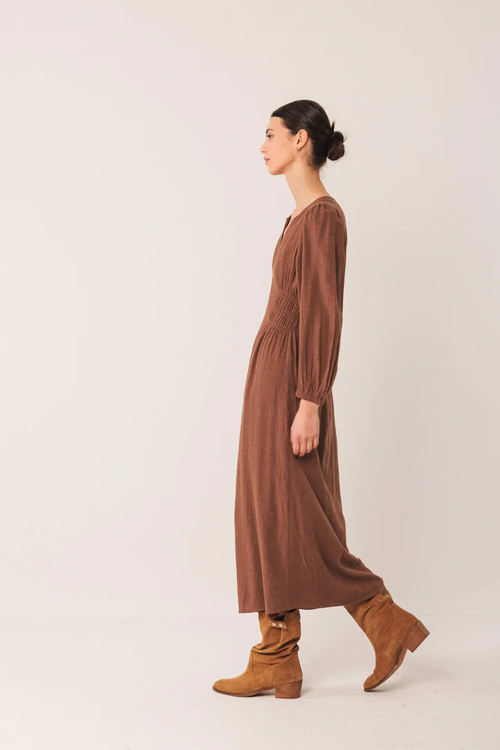 Crepe Cotton Dress by Indi & Cold in Tabacco