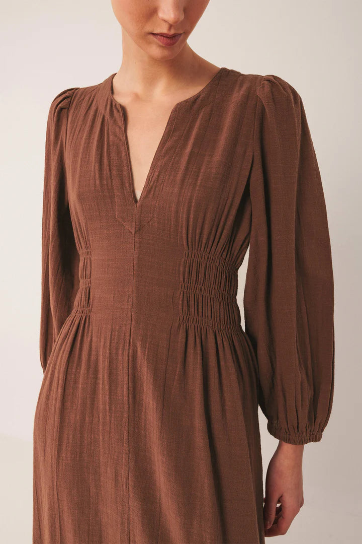 Crepe Cotton Dress by Indi & Cold in Tabacco