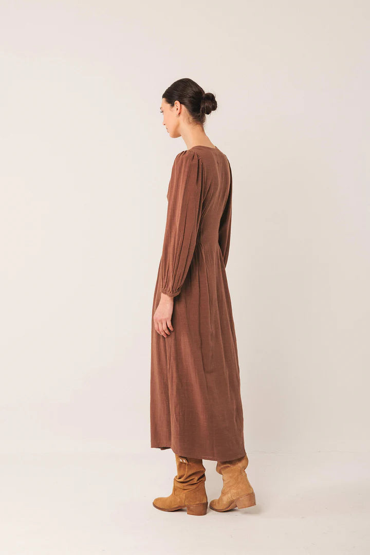 Crepe Cotton Dress by Indi & Cold in Tabacco