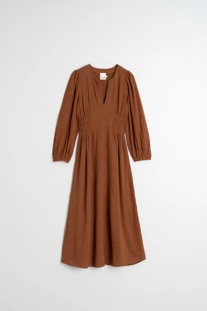 Crepe Cotton Dress by Indi & Cold in Tabacco