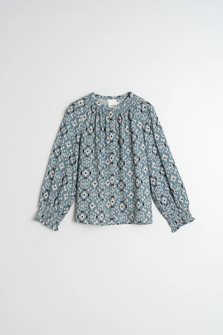Ikat Print Shirt by Indi & Cold in Azul Vintage
