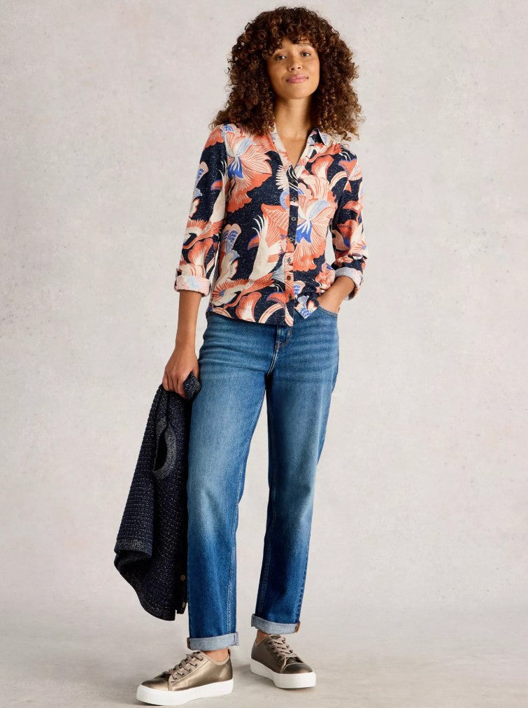 Annie Printed Sparkle Top by White Stuff in Navy Print