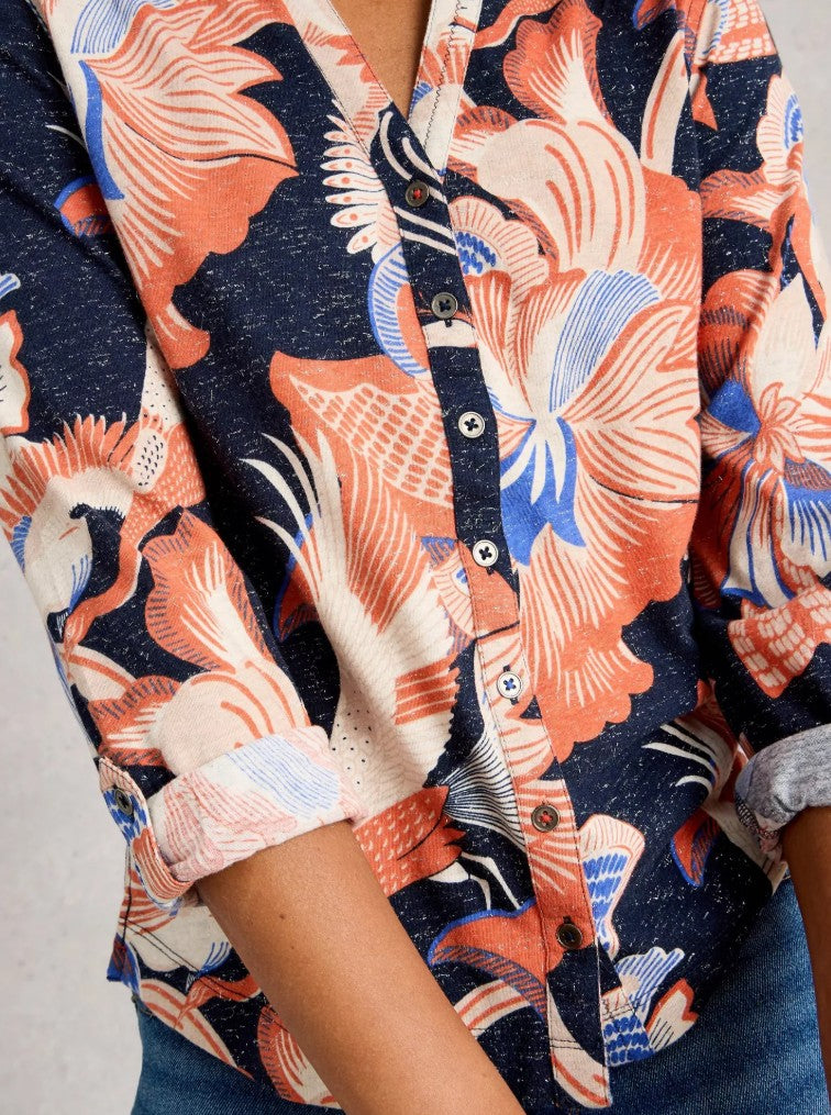 Annie Printed Sparkle Top by White Stuff in Navy Print
