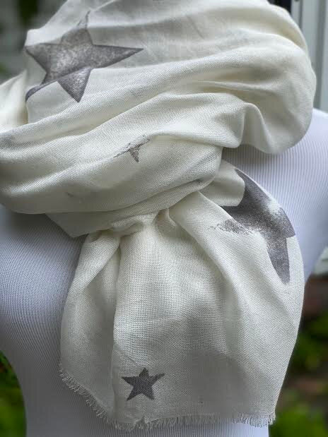 Tissue Solid Print Star Scarf by Blue Pacific in Cloud