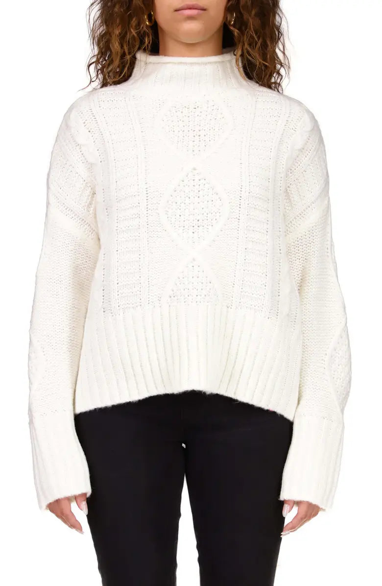 Warm Up Cable Sweater by Sanctuary in Creme