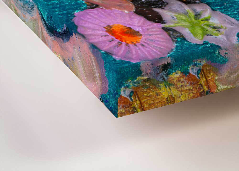 Blooms on Marine Blue Canvas by Greenbox Art