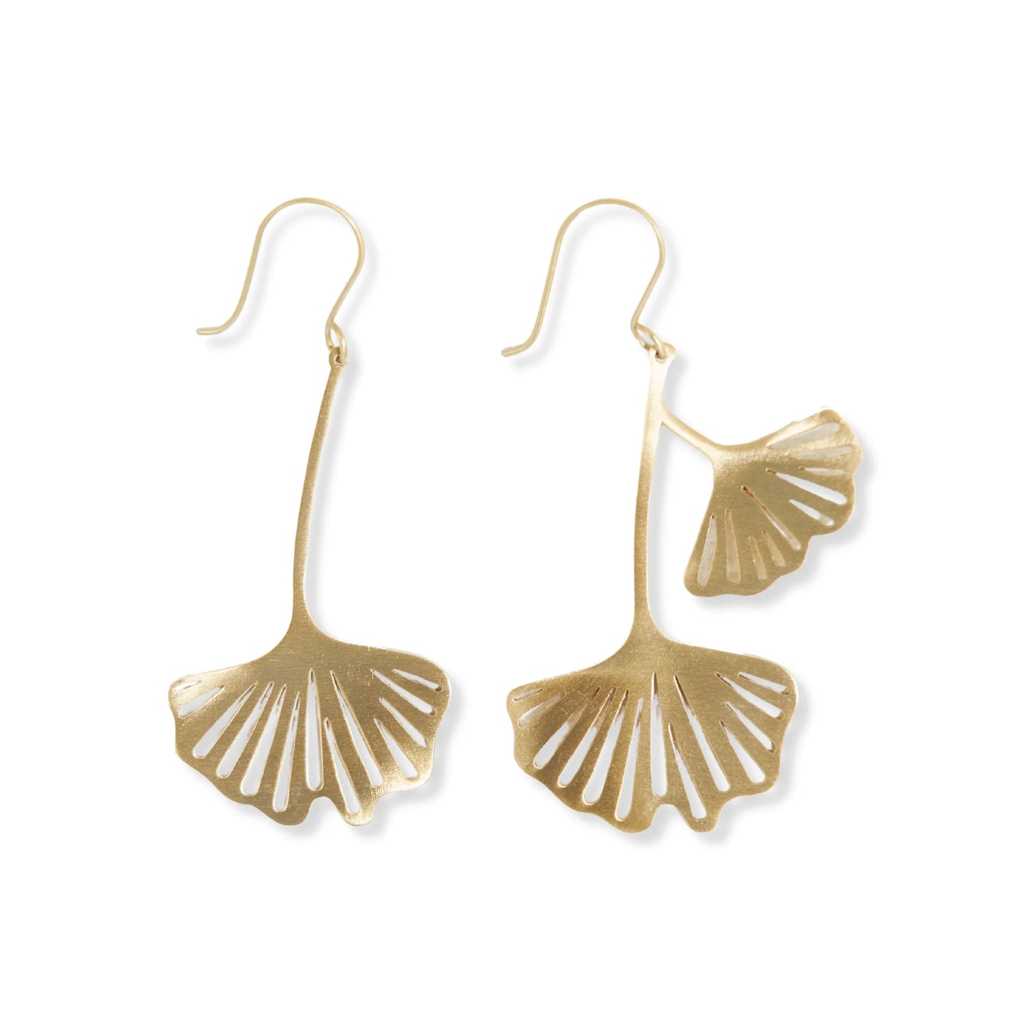 Amelia Gingko Leaf Earrings by Ink+Alloy in Brass