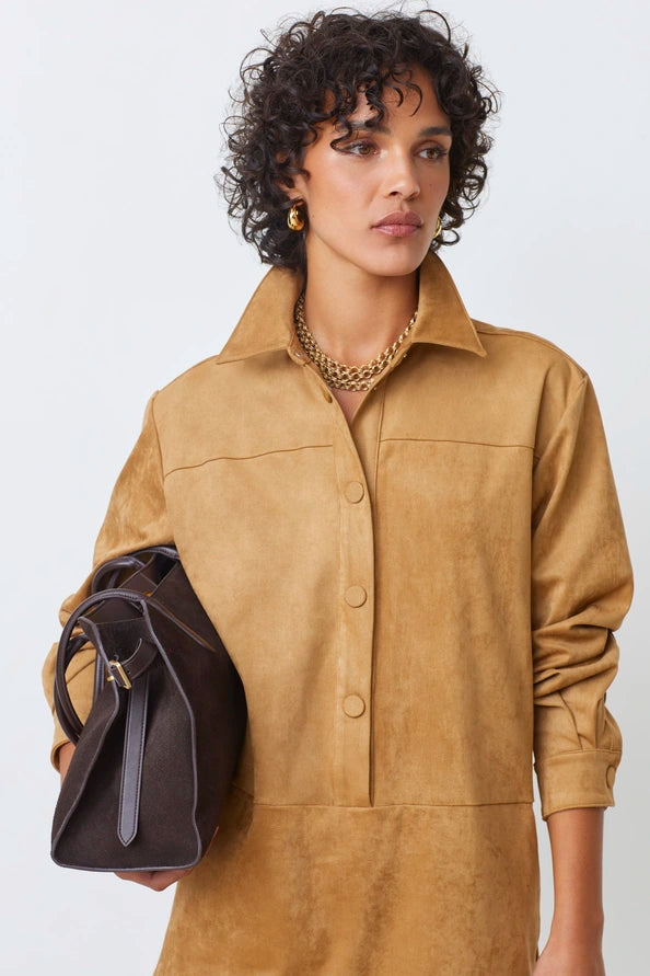 Cliff Dress by Suncoo in Camel Suede
