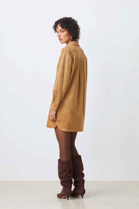 Cliff Dress by Suncoo in Camel Suede