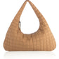 Ezra Quilted Nylon Hobo Bag by Shiraleah in Tan