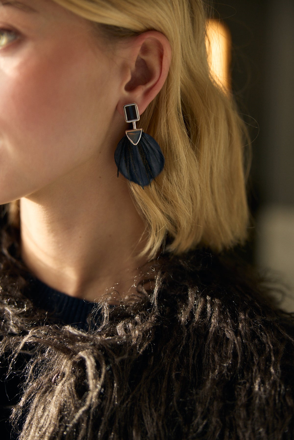 Savannah Bezel Drop Earring by Brackish in Silver