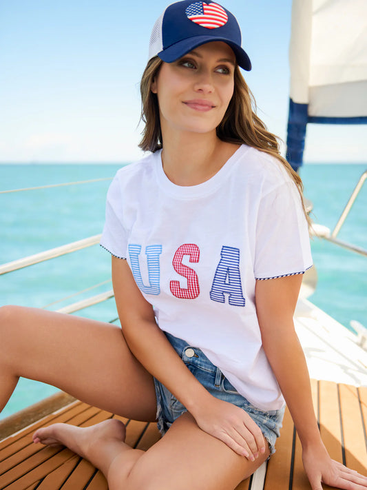USA Relaxed Tee by Shiraleah in White
