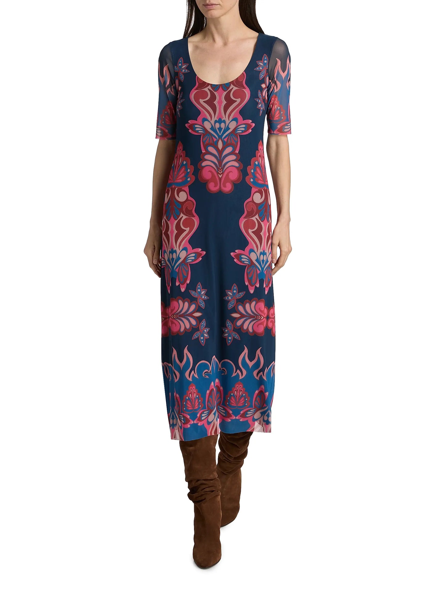 Maya Mesh Midi Dress by Johnny Was in Ryland
