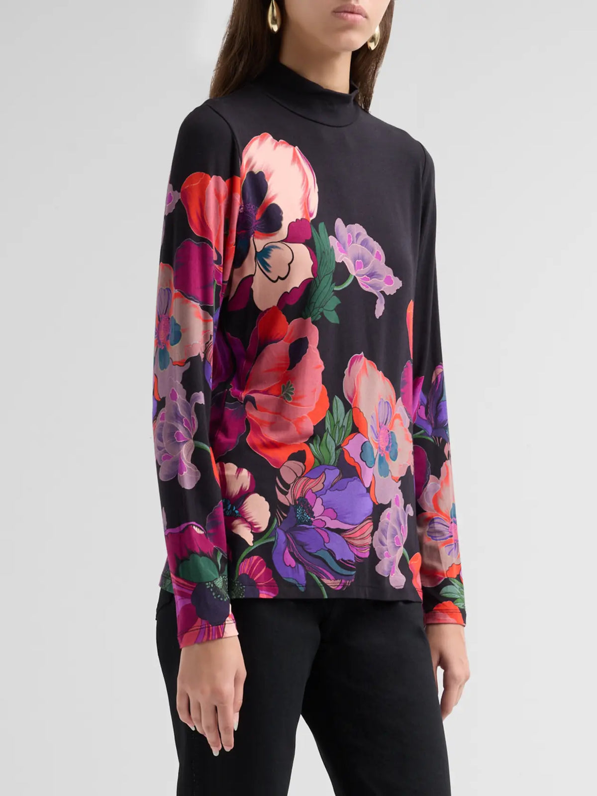 The Janie Favorite Long Sleeve Fitted Mock Neck T-Shirt by Johnny Was in Tajunga