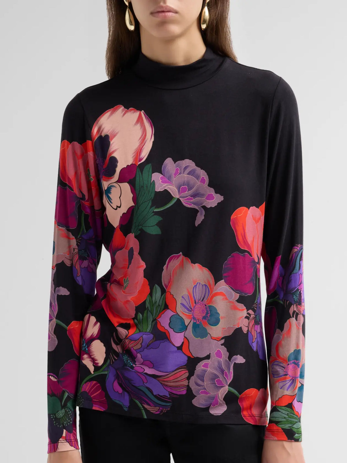 The Janie Favorite Long Sleeve Fitted Mock Neck T-Shirt by Johnny Was in Tajunga