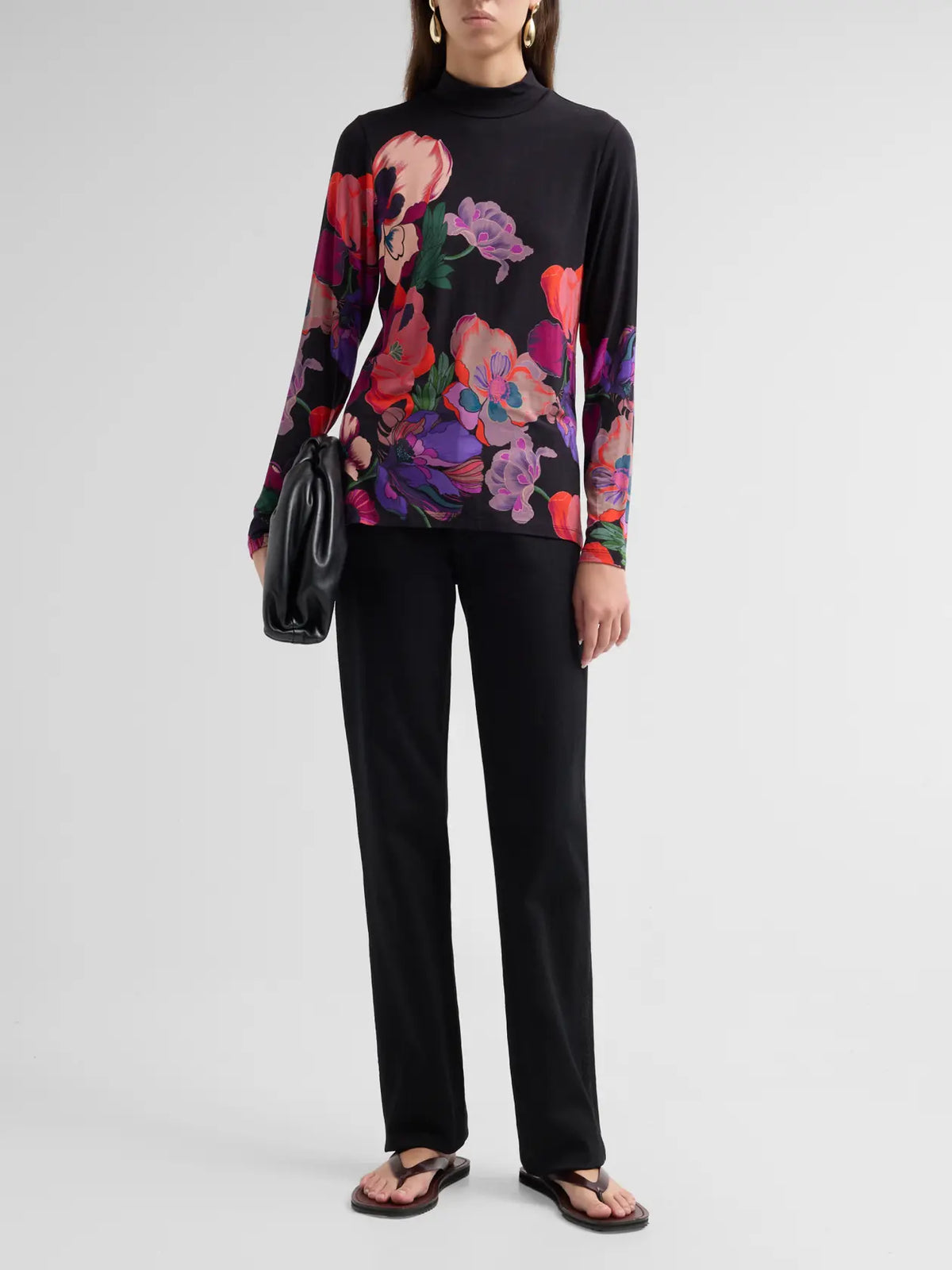 The Janie Favorite Long Sleeve Fitted Mock Neck T-Shirt by Johnny Was in Tajunga