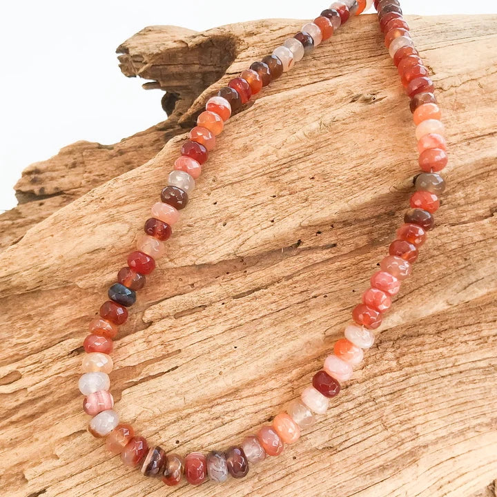 Rondelle Gemstone Layering Necklace by Virtue Jewelry Design in Carnelian