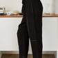 Drawstring Waistband Edge Stitch Detail by Milio Milano in Black