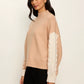 Color Block Mock Neck Pullover by Sanctuary in Hazelnut/Bone