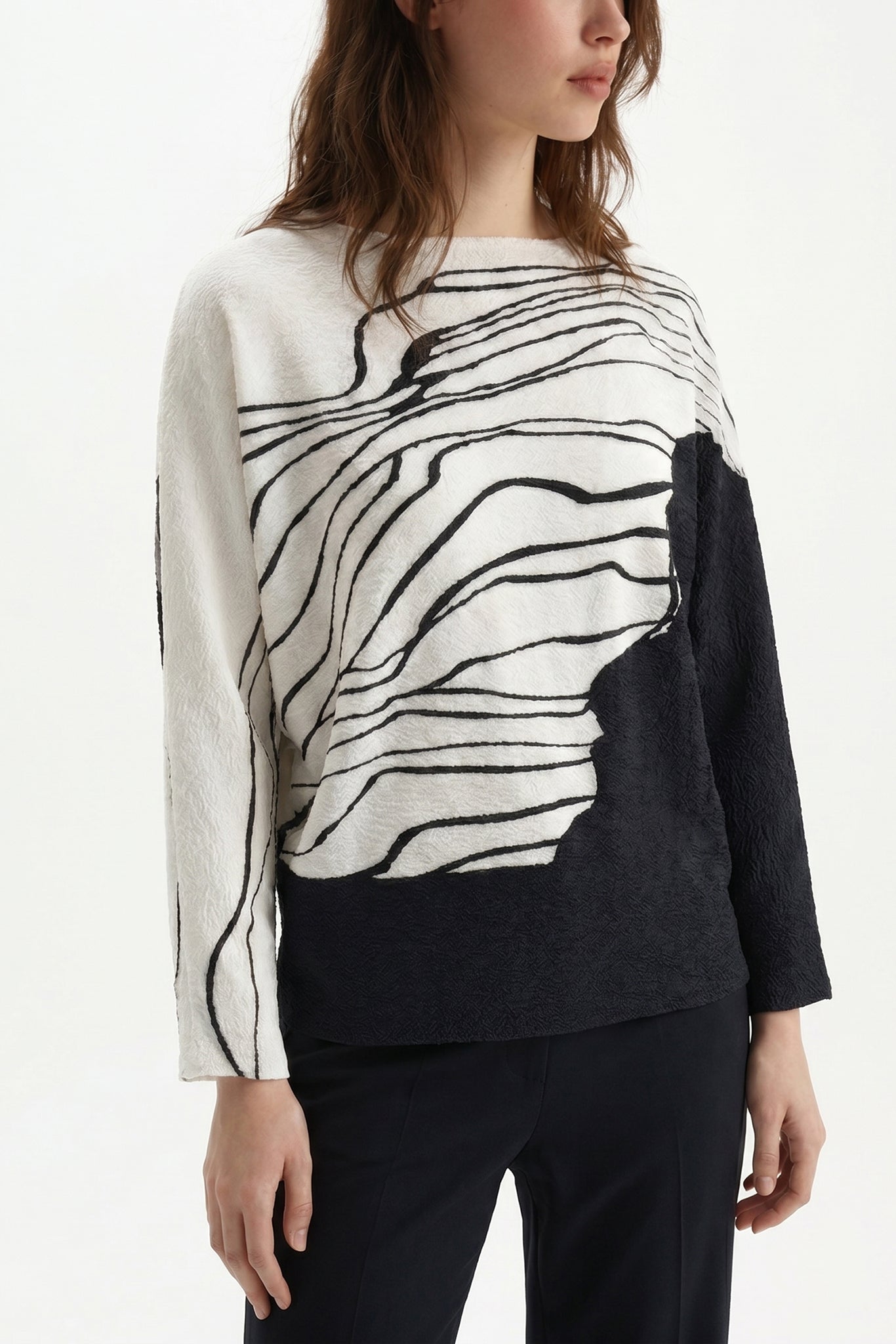 Amellia River Print Top by Wild Cosmos in Black Mix