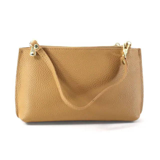 Leather Crossbody Handbag by Pretty Persuasions in Tan