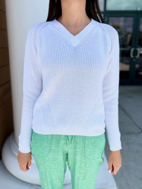 V-Neck Sweater by Pure Amici in White