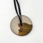 Botanical Resin Medium Disk Pendant with Upcycled Wood by Belart in Clear