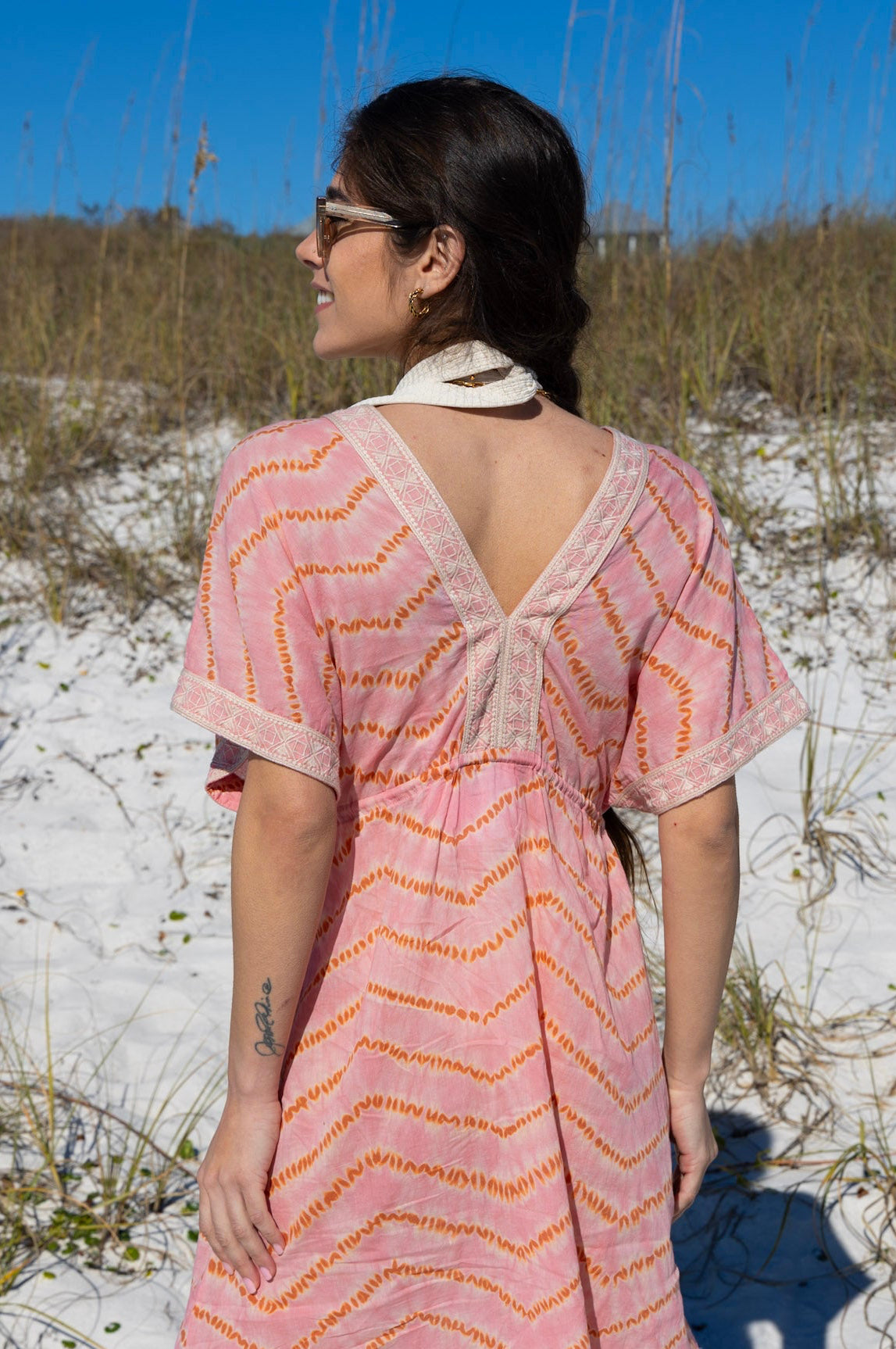 Kate Caftan by Ex Voto in Peach Blossom Tie Dye