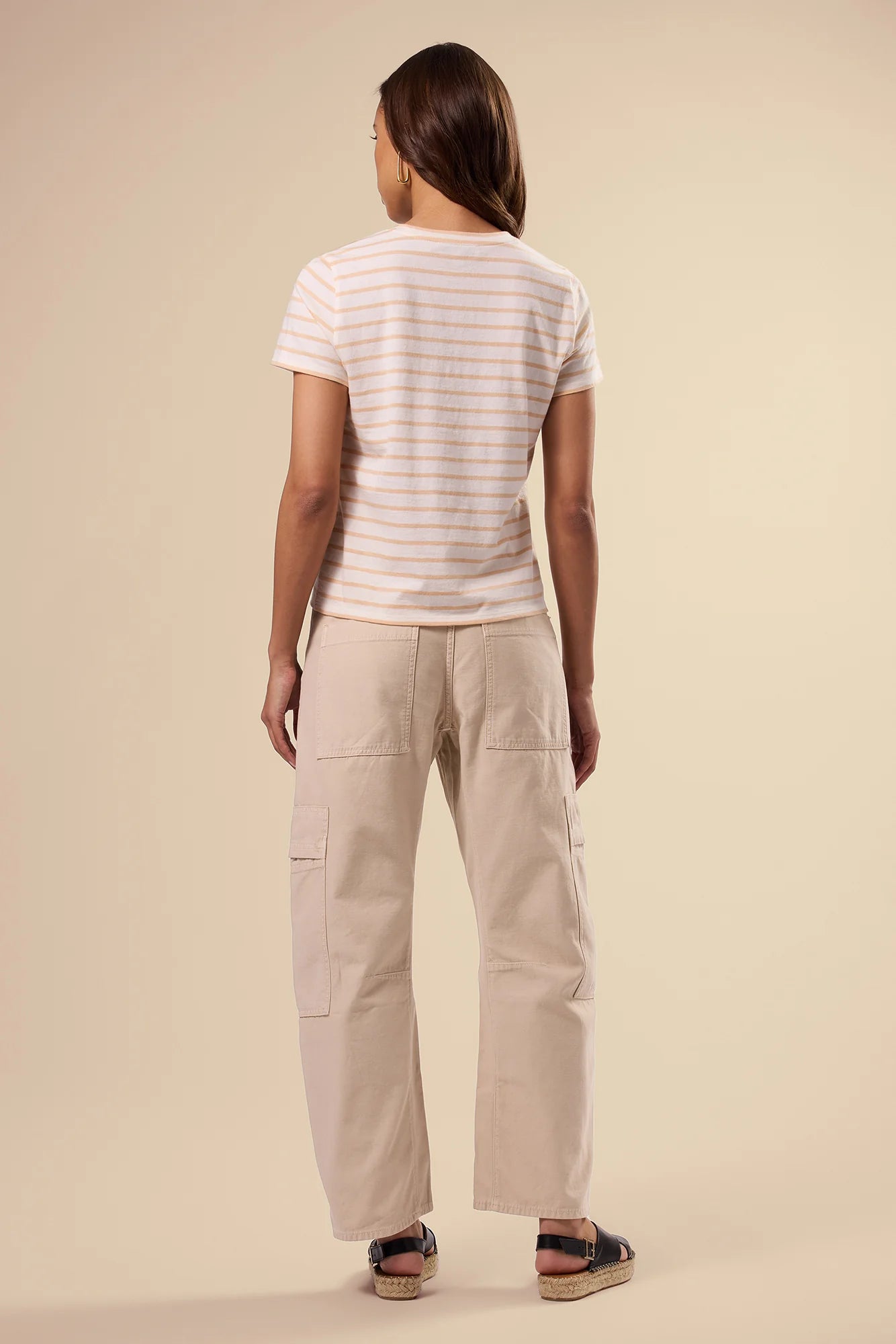 Berkeley Tee by Amour Vert in Ivory/Biscotti Stripe