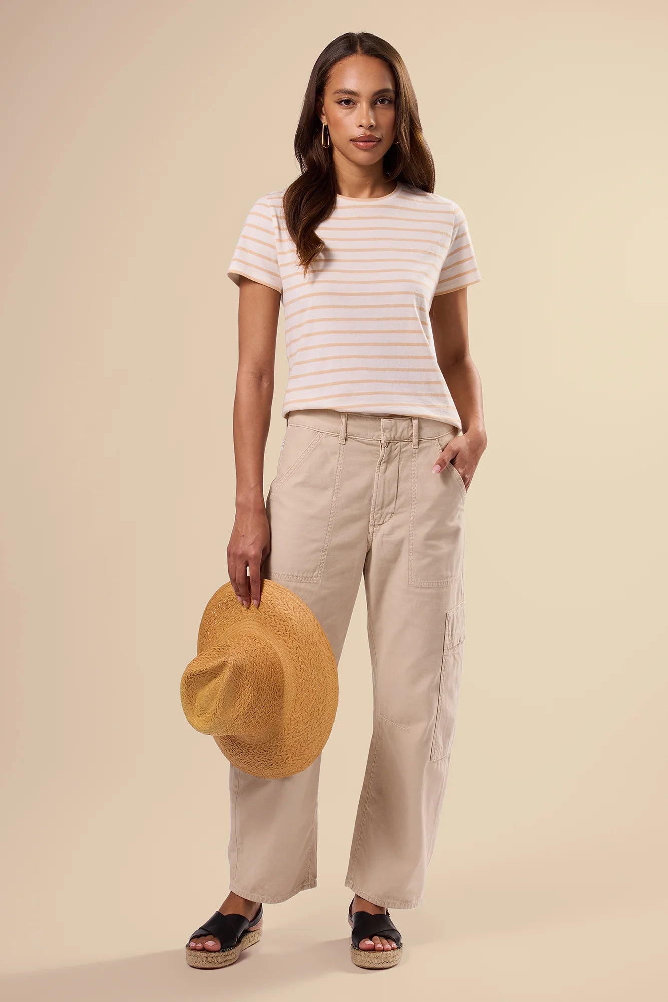 Berkeley Tee by Amour Vert in Ivory/Biscotti Stripe