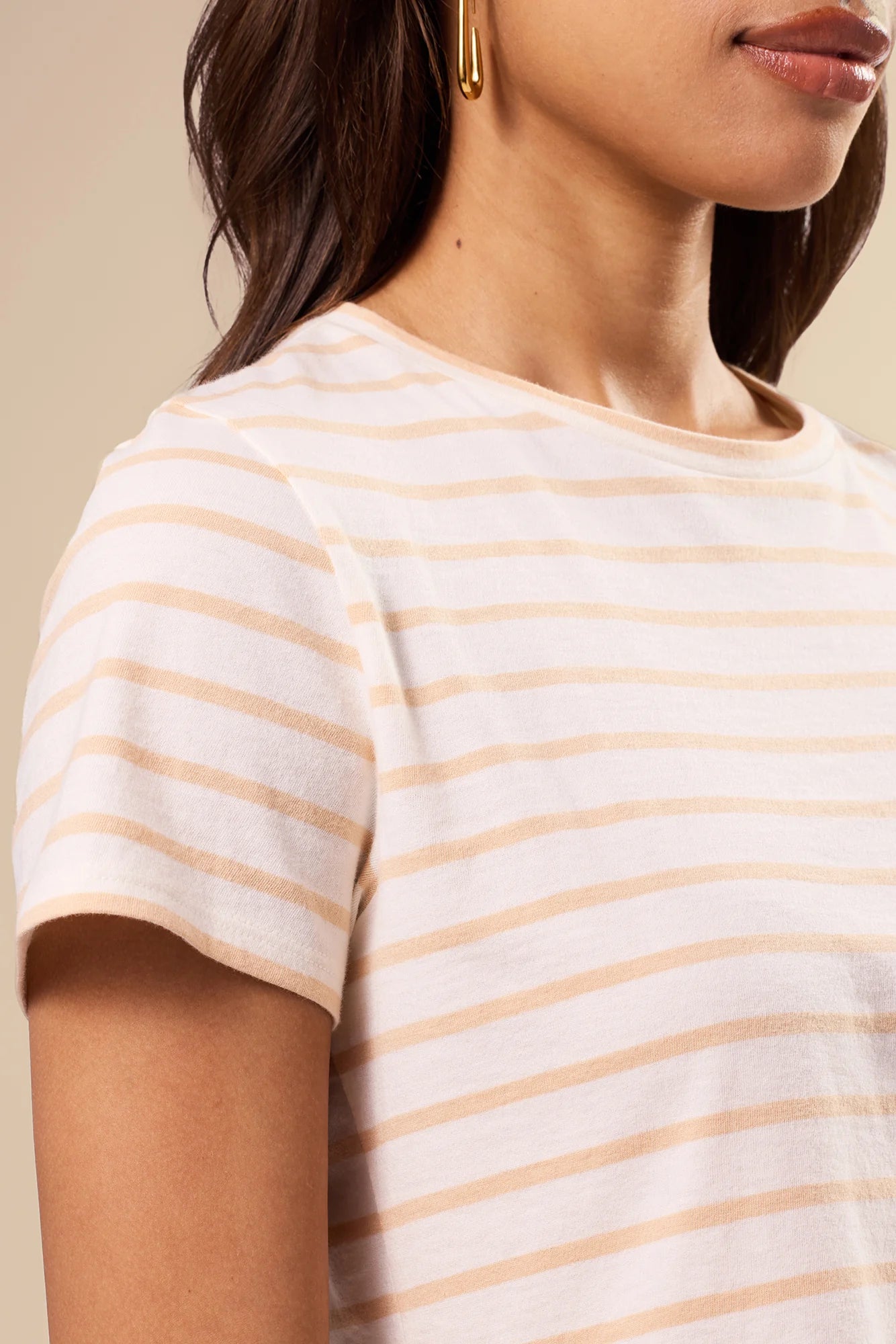 Berkeley Tee by Amour Vert in Ivory/Biscotti Stripe