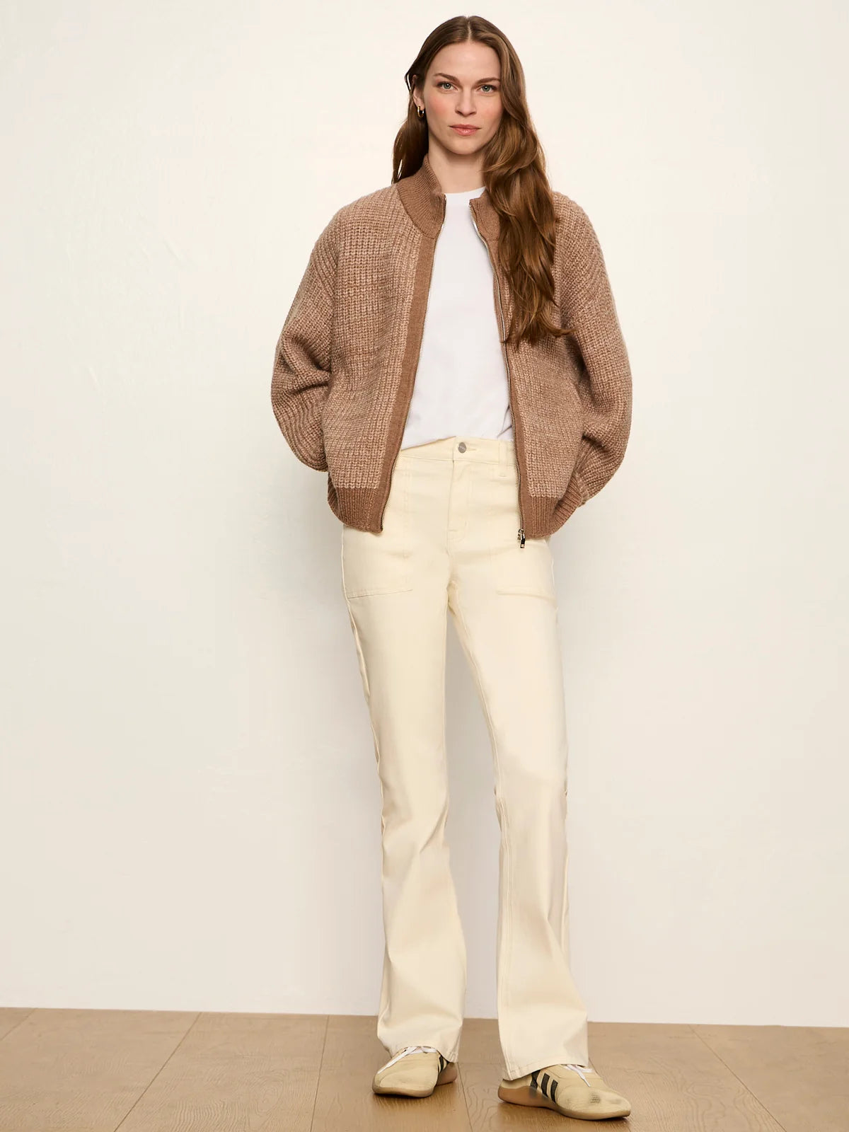 Zip Up Sweater Jacket by Sanctuary in Heather Cocoa