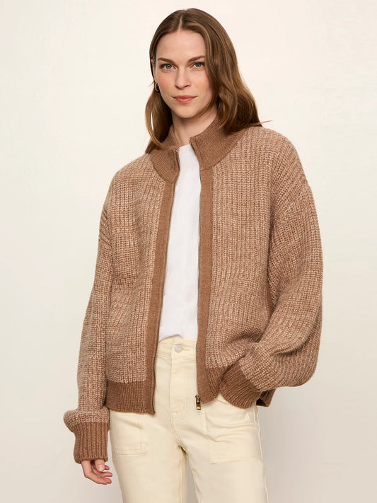Zip Up Sweater Jacket by Sanctuary in Heather Cocoa