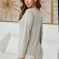 Raw Edge V-Neck Cotton Long Sleeve Top by Milio Milano in Grey