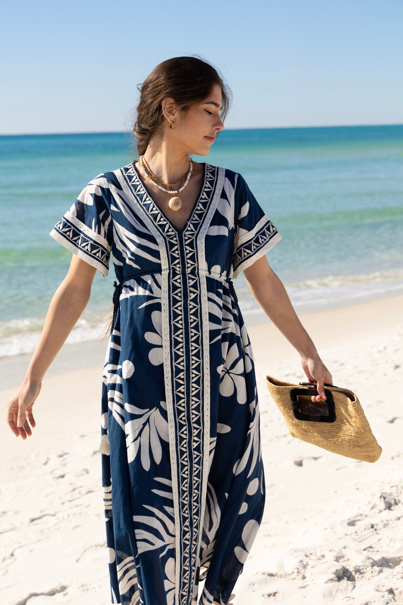 Cora Caftan by Ex Voto in Deep Lapis