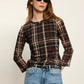 Mesh 3/4 Sleeve Top by Sanctuary in Cinder Plaid