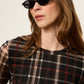 Mesh 3/4 Sleeve Top by Sanctuary in Cinder Plaid