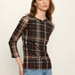 Mesh 3/4 Sleeve Top by Sanctuary in Cinder Plaid