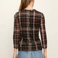 Mesh 3/4 Sleeve Top by Sanctuary in Cinder Plaid
